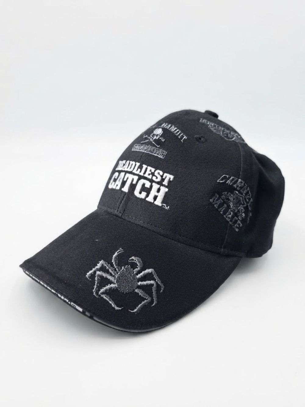 Vintage Deadliest Catch Discovery Channel Black Embroidered Baseball Cap Hat